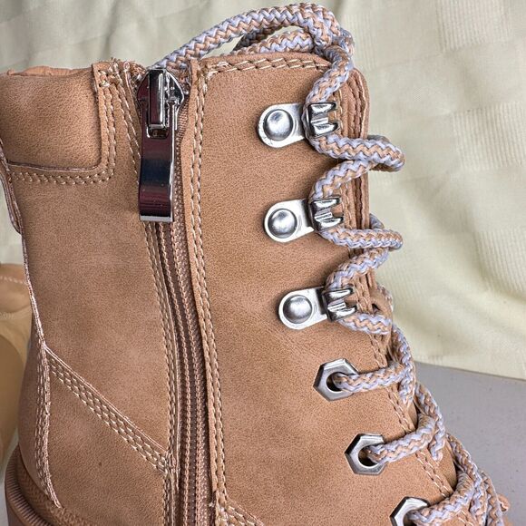 Madden Girl Dillan Combat Boots Lace Up Brown Side Zip Women's Size 5.5 NWB - Picture 11 of 12